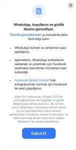 whatsapp 8 subat gizlilik ilkeleri guncellemesi